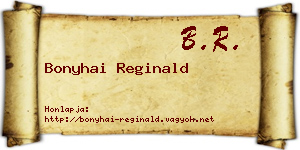 Bonyhai Reginald névjegykártya